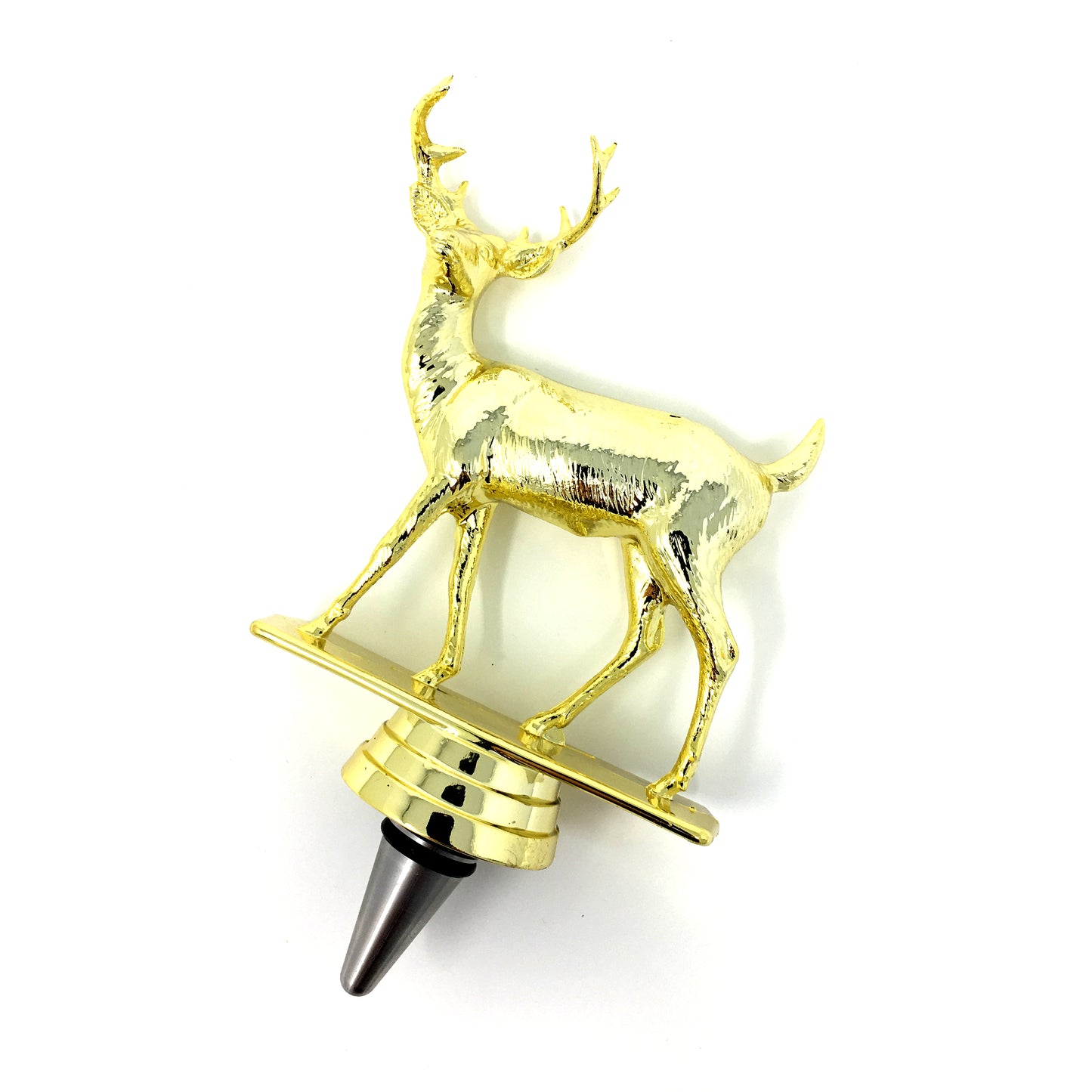 Buck Deer Trophy Wine Bottle Stopper with Stainless Steel Base