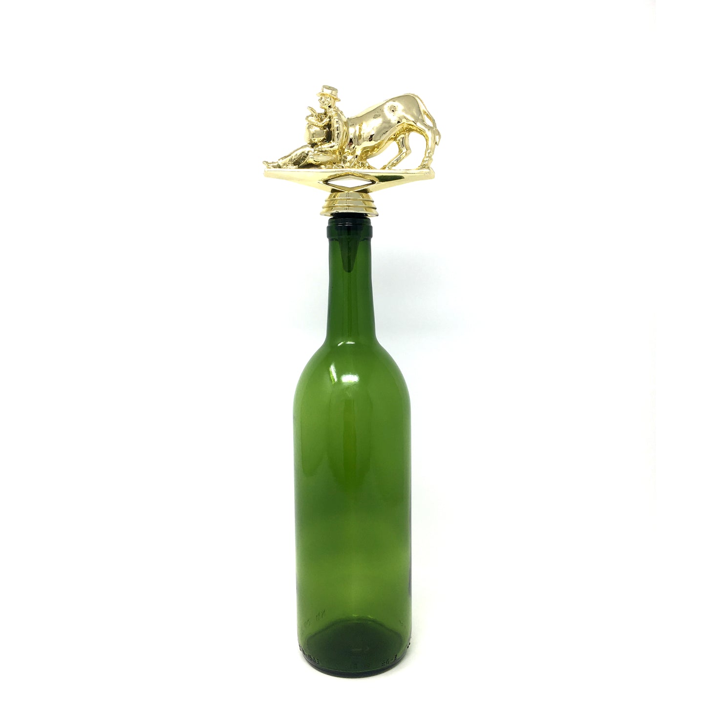 Bull Dogger Trophy Wine Bottle Stopper with Stainless Steel Base