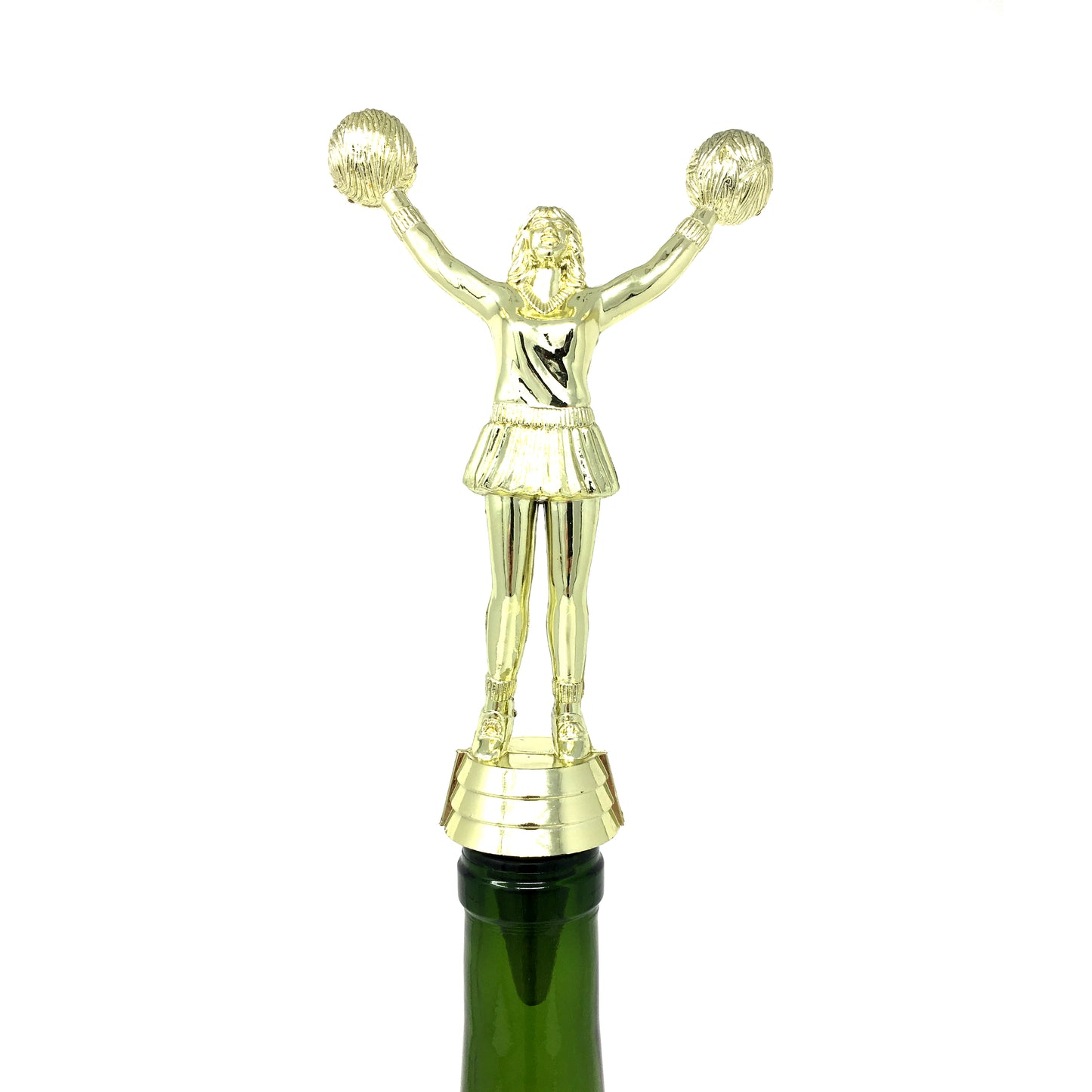 Cheerleader Trophy Wine Bottle Stopper with Stainless Steel Base