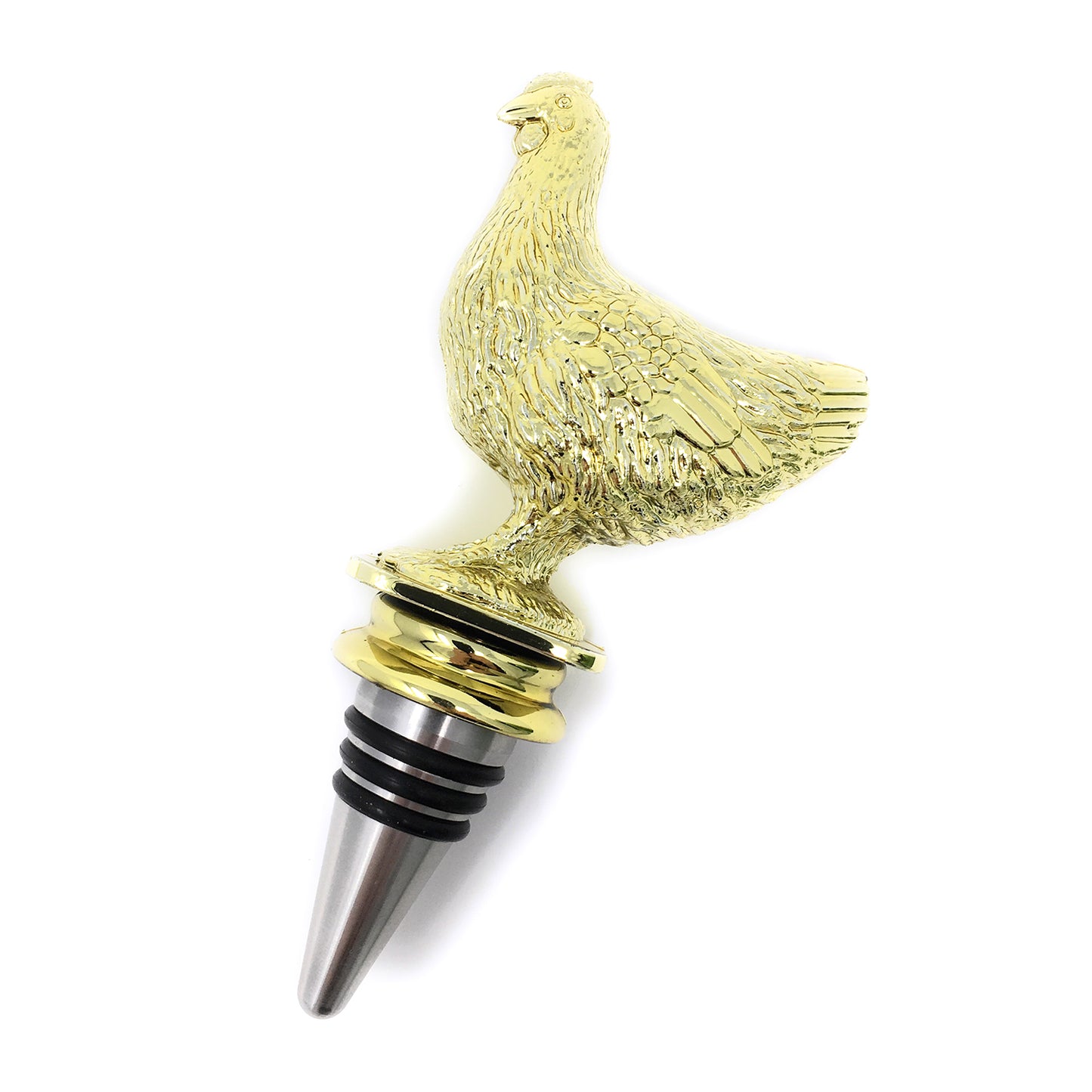 Chicken Trophy Wine Bottle Stopper with Stainless Steel Base