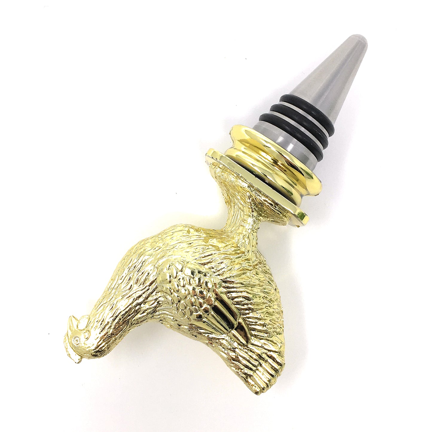 Chicken Trophy Wine Bottle Stopper with Stainless Steel Base