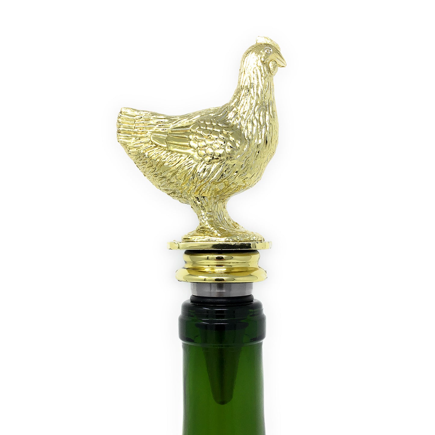 Chicken Trophy Wine Bottle Stopper with Stainless Steel Base