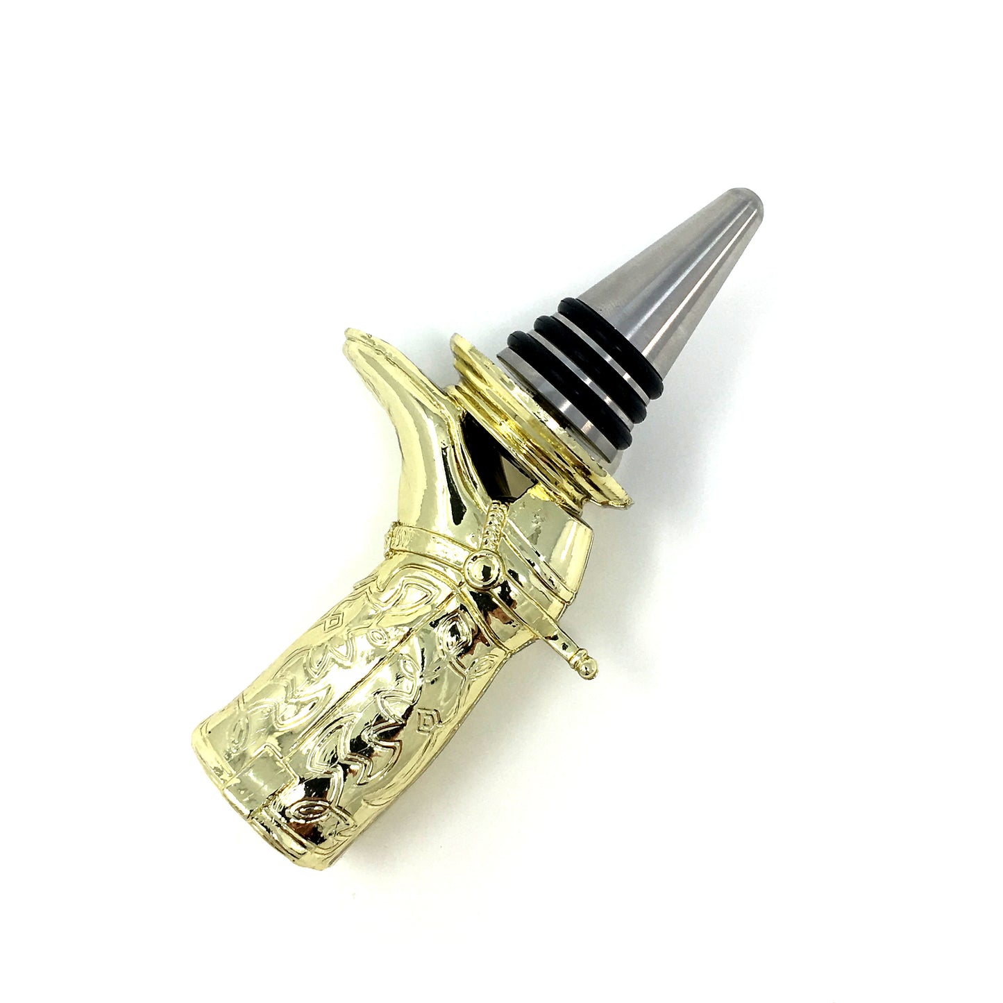 Cowboy Boot Trophy Wine Bottle Stopper with Stainless Steel Base