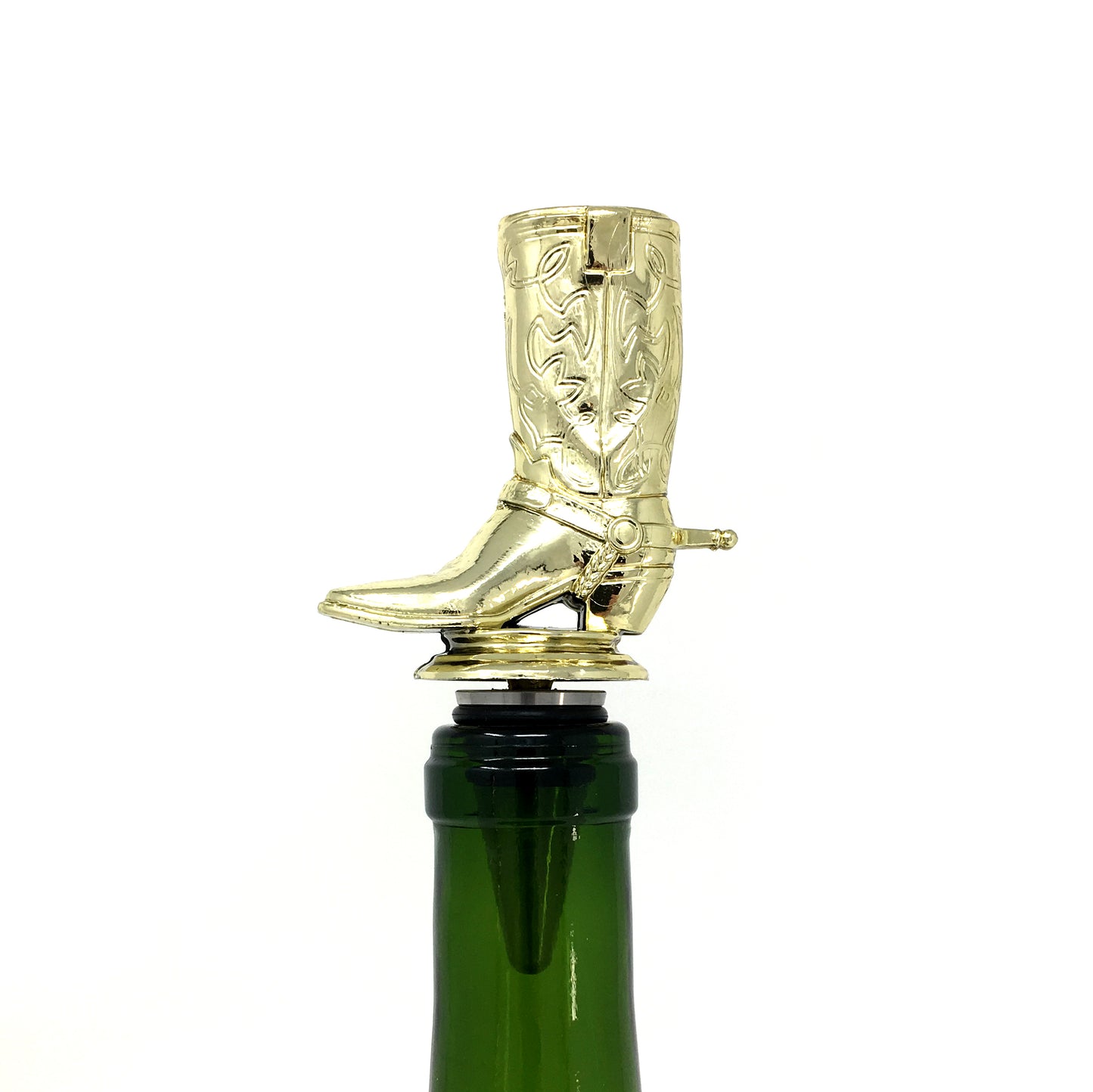 Cowboy Boot Trophy Wine Bottle Stopper with Stainless Steel Base