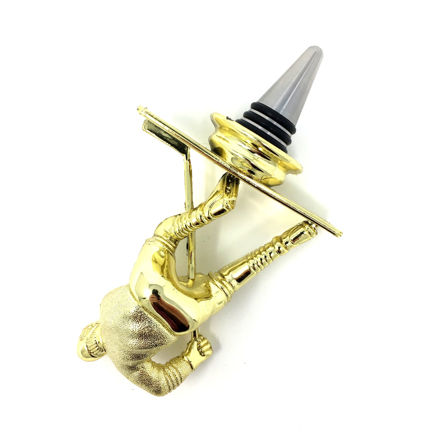 Hockey Trophy Wine Bottle Stopper with Stainless Steel Base