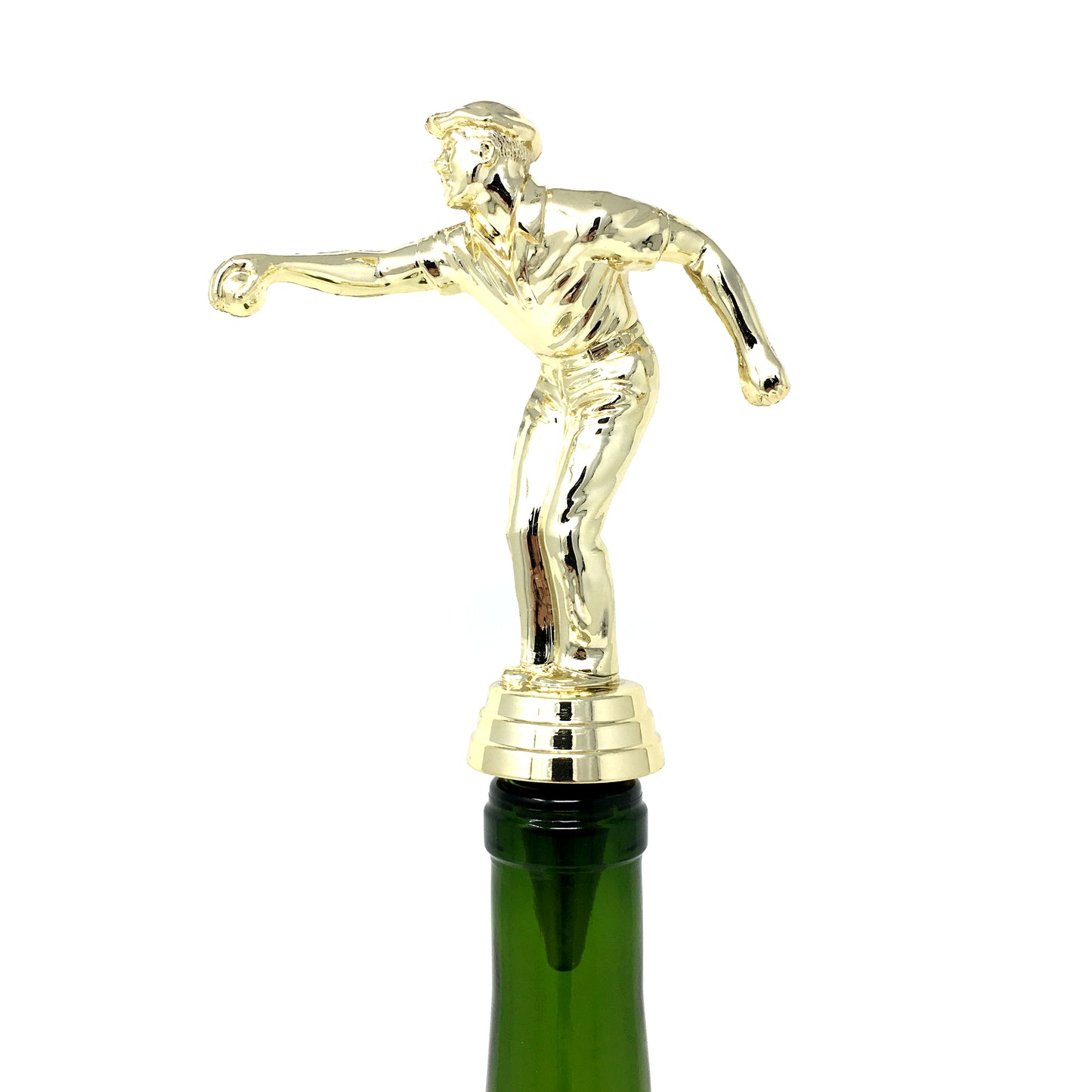 Petanque Trophy Wine Bottle Stopper with Stainless Steel Base
