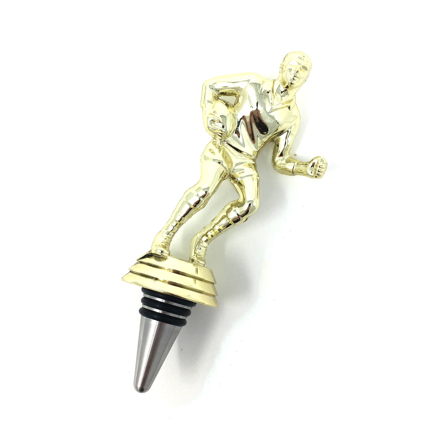 Rugby Trophy Wine Bottle Stopper with Stainless Steel Base