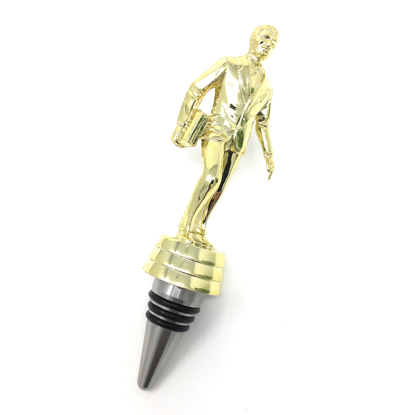 Salesman Trophy Wine Bottle Stopper with Stainless Steel Base
