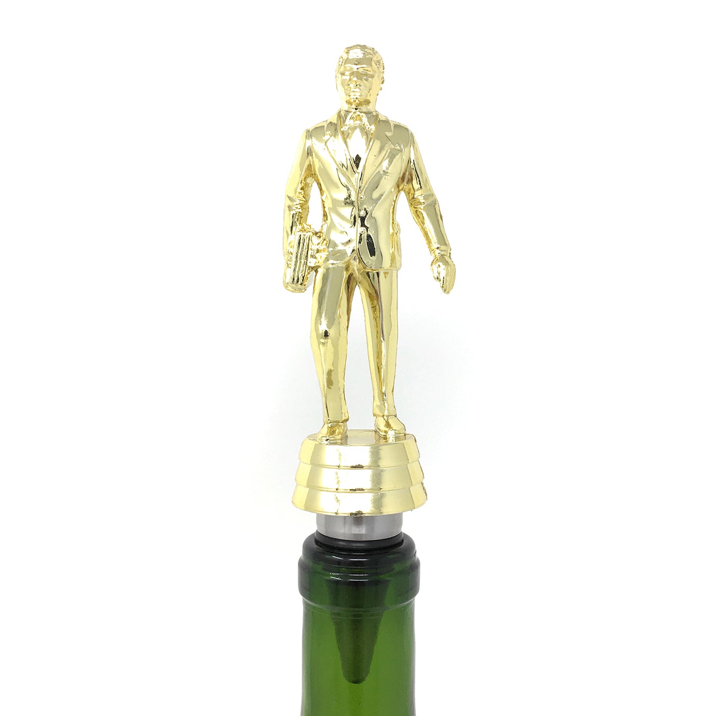 Salesman Trophy Wine Bottle Stopper with Stainless Steel Base