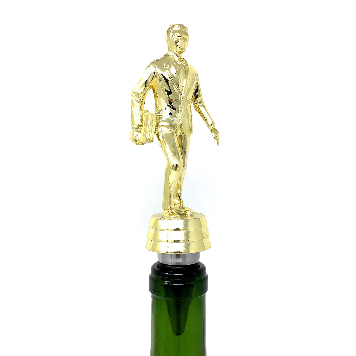 Salesman Trophy Wine Bottle Stopper with Stainless Steel Base