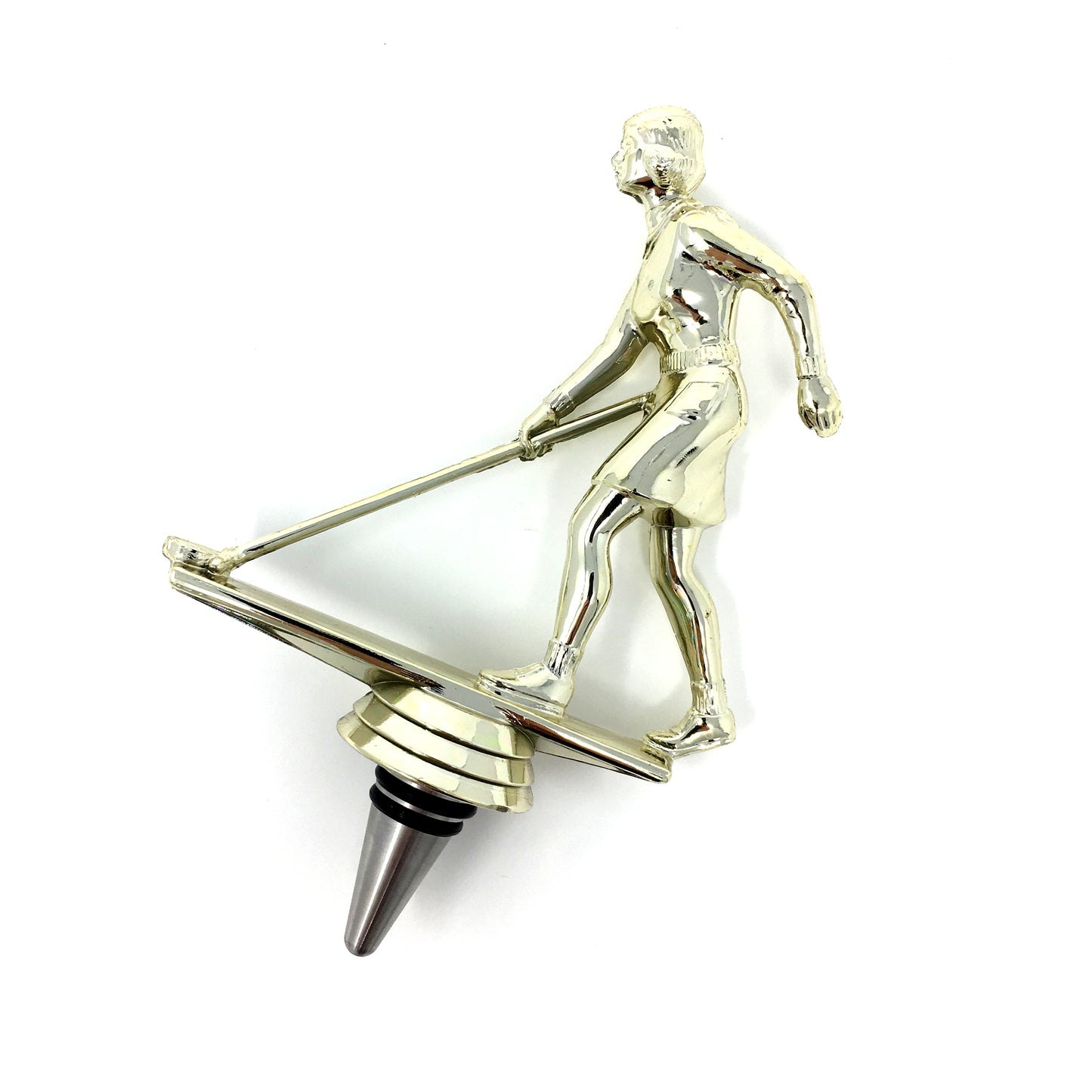 Shuffleboard Trophy Wine Bottle Stopper with Stainless Steel Base