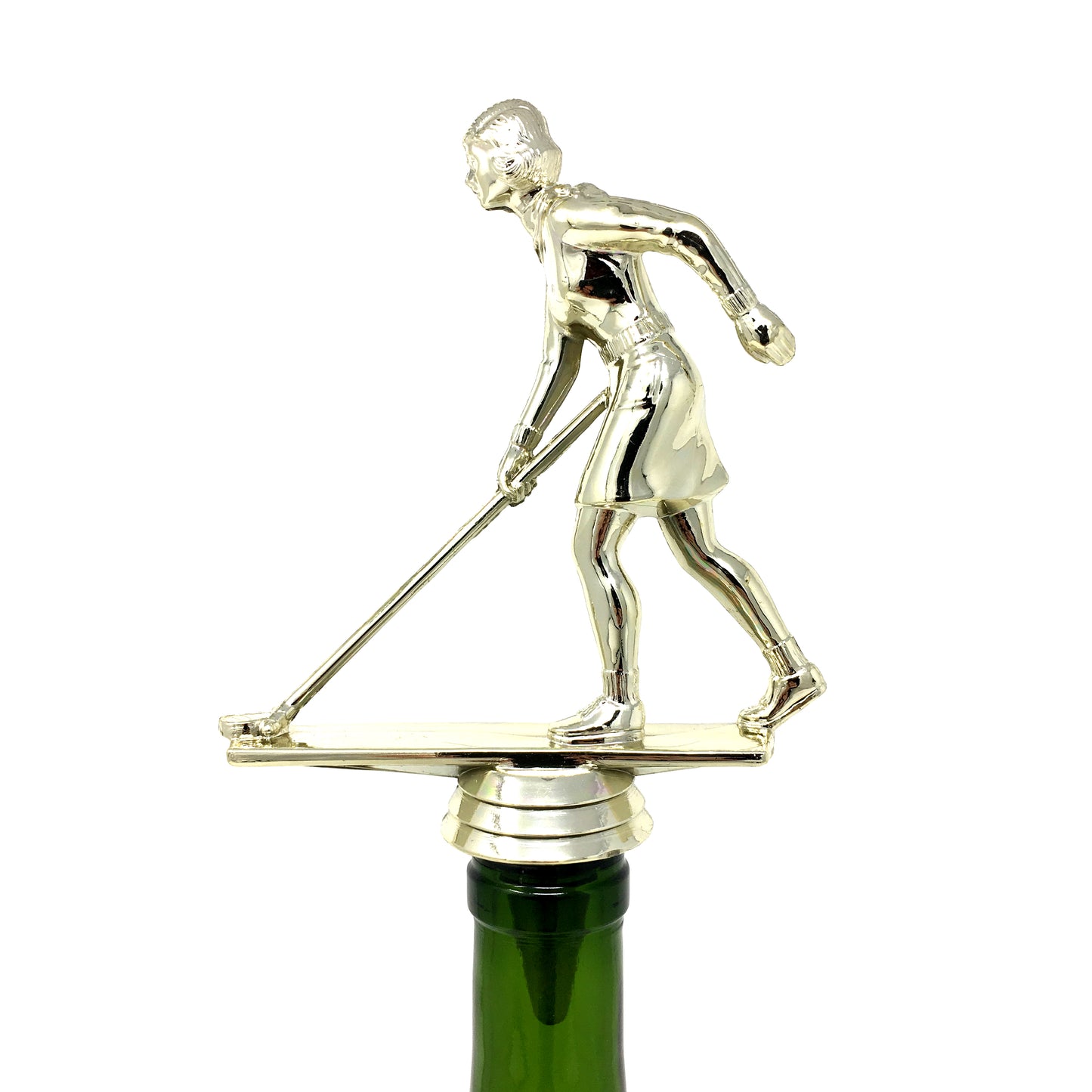 Shuffleboard Trophy Wine Bottle Stopper with Stainless Steel Base