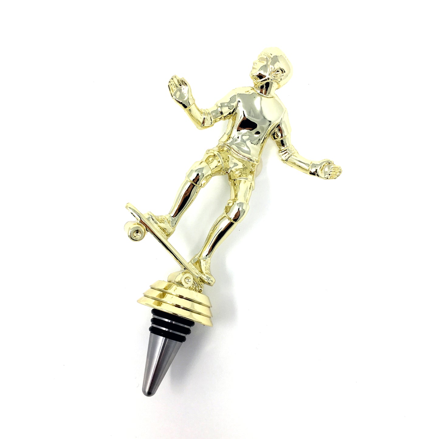 Skateboard Trophy Wine Bottle Stopper with Stainless Steel Base