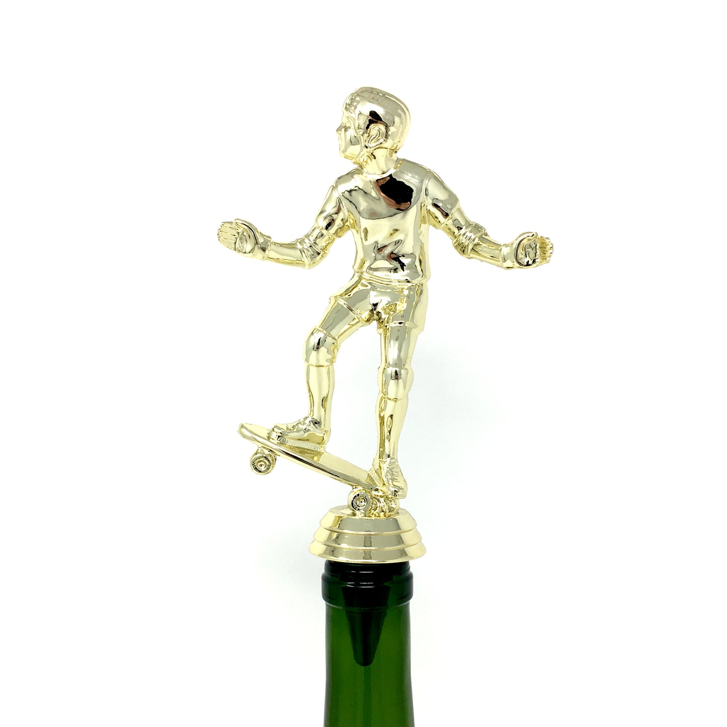 Skateboard Trophy Wine Bottle Stopper with Stainless Steel Base