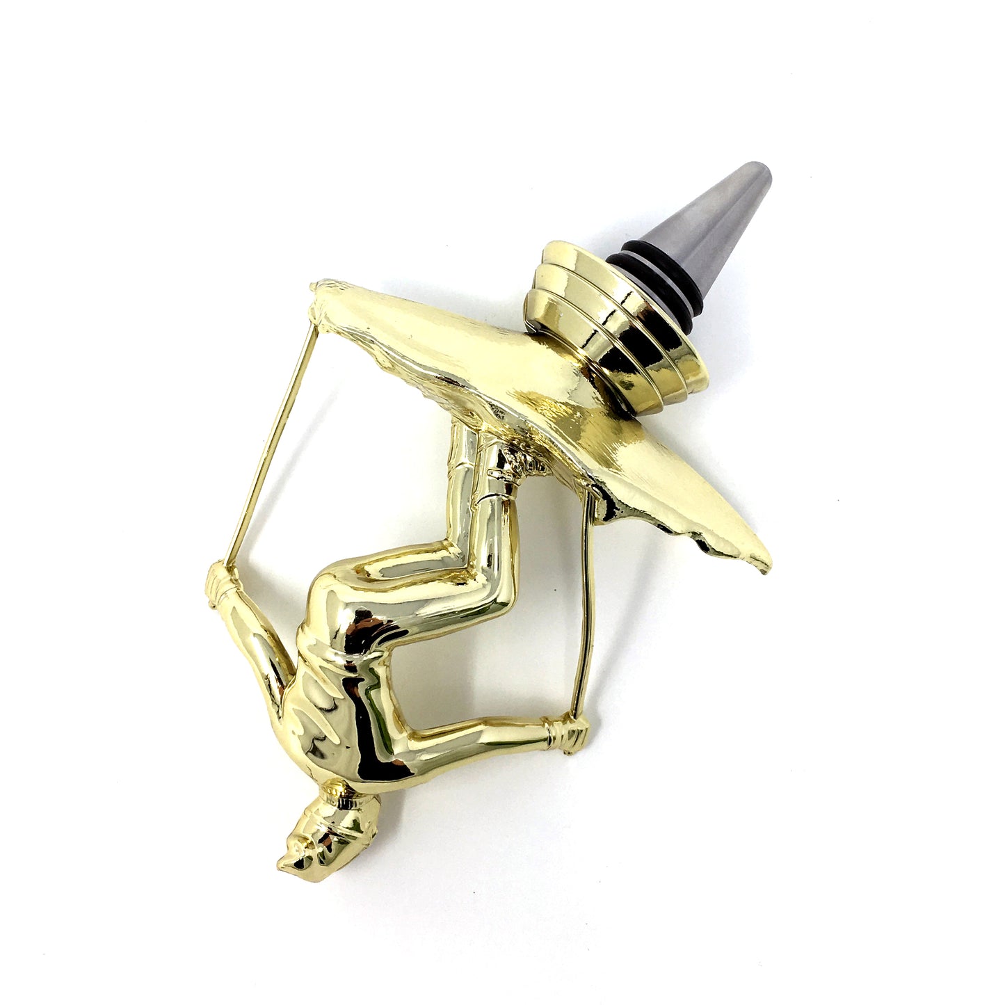 Skiing Trophy Wine Bottle Stopper with Stainless Steel Base