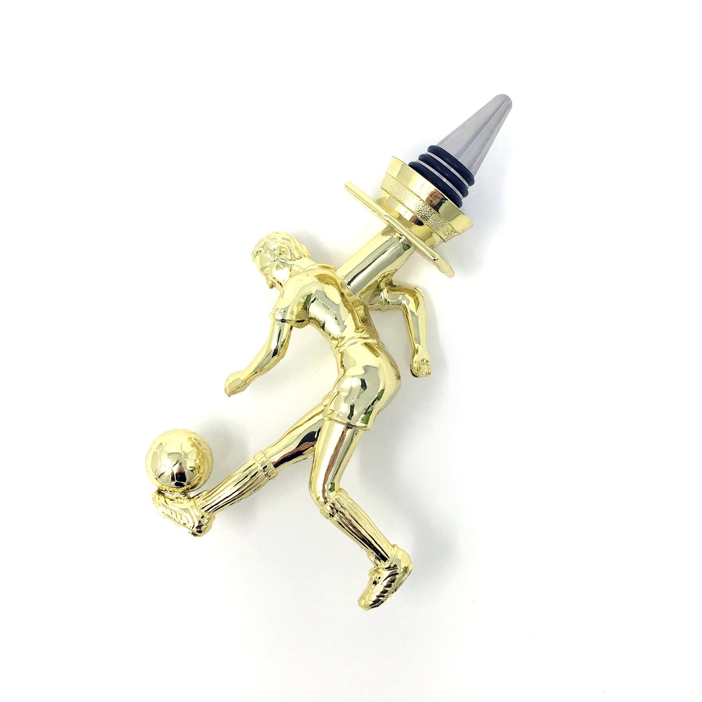 Soccer Trophy Wine Bottle Stopper with Stainless Steel Base