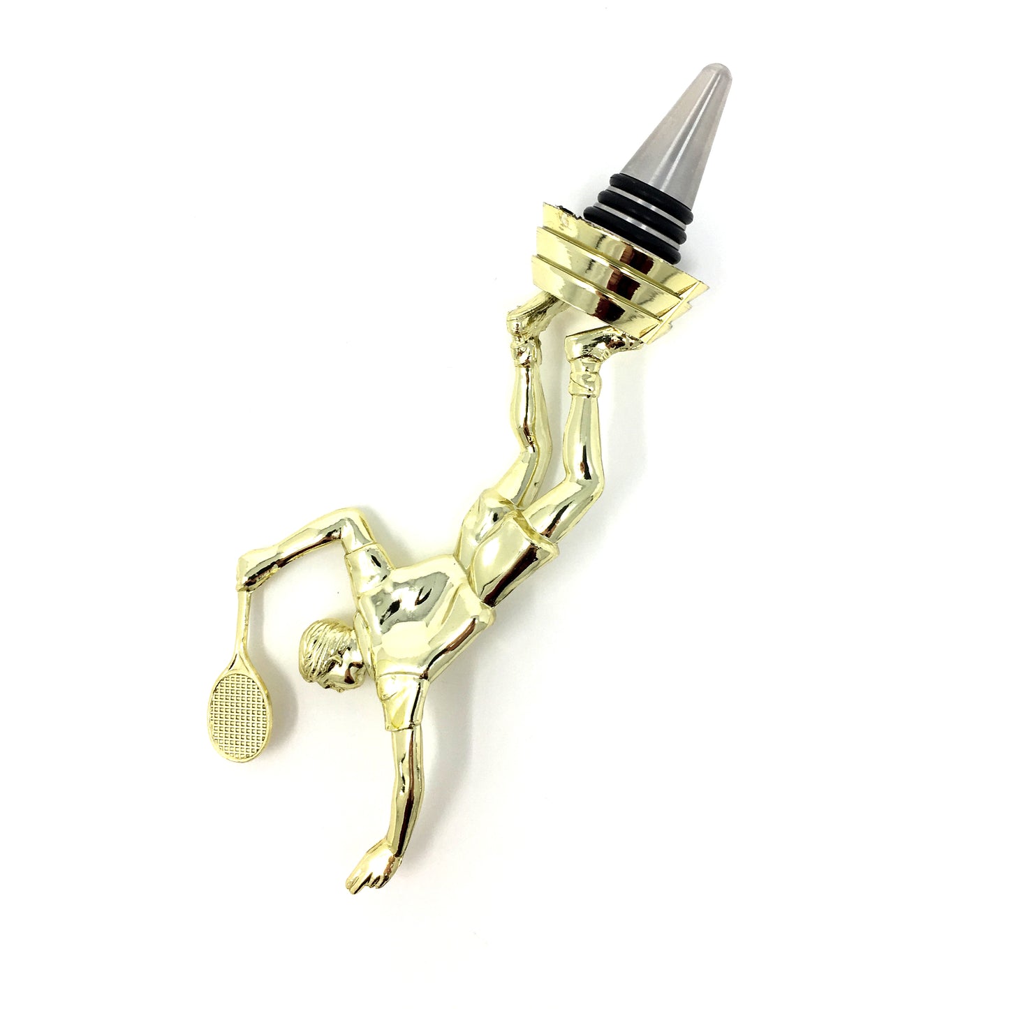 Tennis Trophy Wine Bottle Stopper with Stainless Steel Base