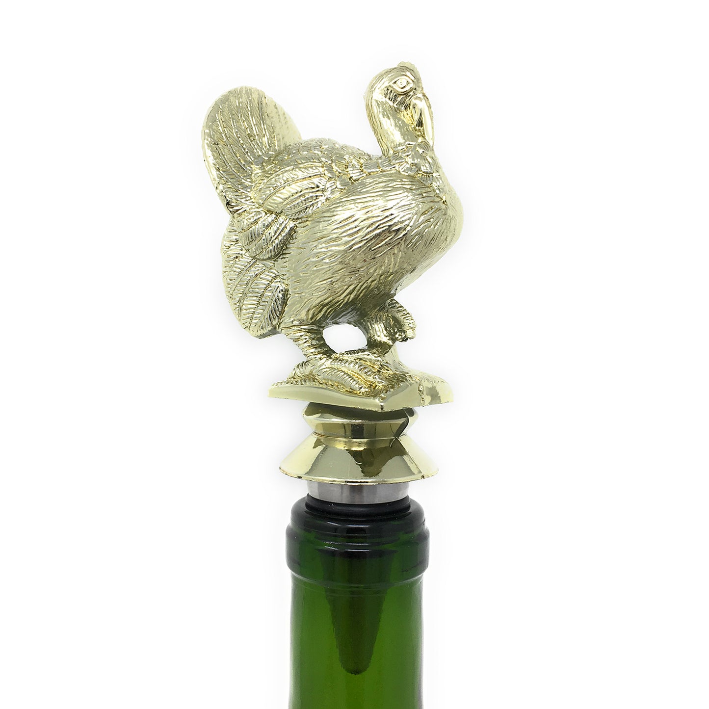 IKC Design Turkey Trophy Wine Bottle Stopper with Stainless Steel Base
