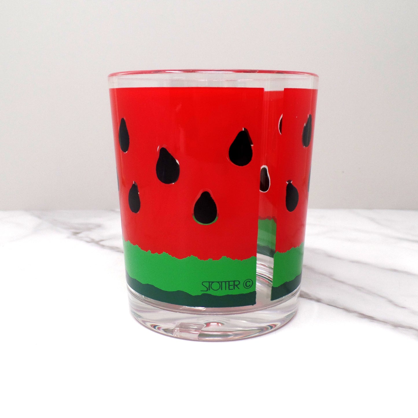 Vintage Acrylic Stotter Watermelon Tumblers, set of 4, In Original Box (1980s)
