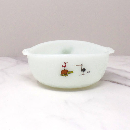 Vintage Anchor Hocking Fire-King Hart BC Comics Milk Glass Cereal Bowl (1970s)