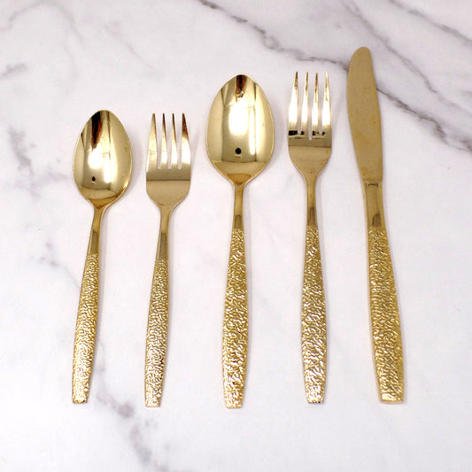Vintage Lifetime Cutlery Gold Plated Stainless Steel Flatware, 50 Piece Service for 8 (1970s)
