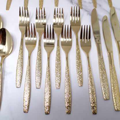 Vintage Lifetime Cutlery Gold Plated Stainless Steel Flatware, 50 Piece Service for 8 (1970s)