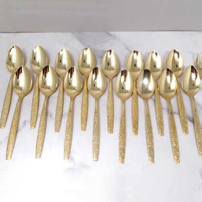 Vintage Lifetime Cutlery Gold Plated Stainless Steel Flatware, 50 Piece Service for 8 (1970s)