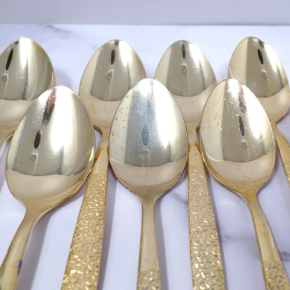 Vintage Lifetime Cutlery Gold Plated Stainless Steel Flatware, 50 Piece Service for 8 (1970s)