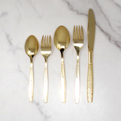 Vintage Lifetime Cutlery Gold Plated Stainless Steel Flatware, 50 Piece Service for 8 (1970s)