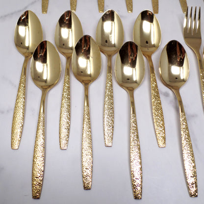 Vintage Lifetime Cutlery Gold Plated Stainless Steel Flatware, 50 Piece Service for 8 (1970s)