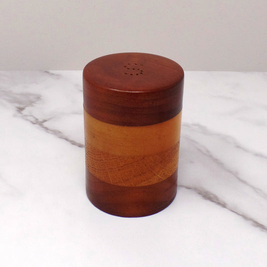 Vintage Layered Wood Salt Shaker (1970s)