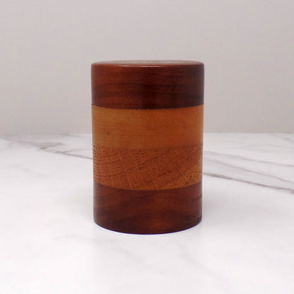 Vintage Layered Wood Salt Shaker (1970s)