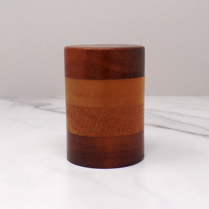 Vintage Layered Wood Salt Shaker (1970s)