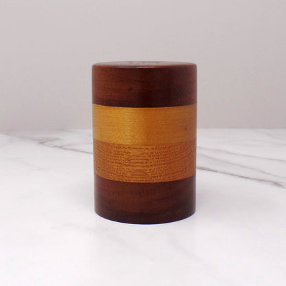 Vintage Layered Wood Salt Shaker (1970s)