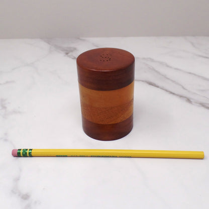Vintage Layered Wood Salt Shaker (1970s)