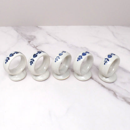Vintage Ceramic Pfaltzgraff Yorktowne Napkin Rings, set of 5 (1980s-90s)