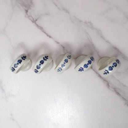 Vintage Ceramic Pfaltzgraff Yorktowne Napkin Rings, set of 5 (1980s-90s)