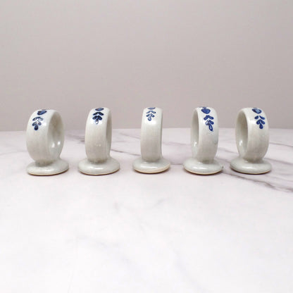 Vintage Ceramic Pfaltzgraff Yorktowne Napkin Rings, set of 5 (1980s-90s)