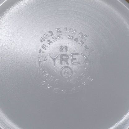 Vintage Pyrex 403 Mixing Bowl, 2-1/2 Qt - Homestead (1976)