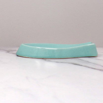 Vintage Turquoise Ceramic Fish-Shaped Spoon Rest (1950-60s)