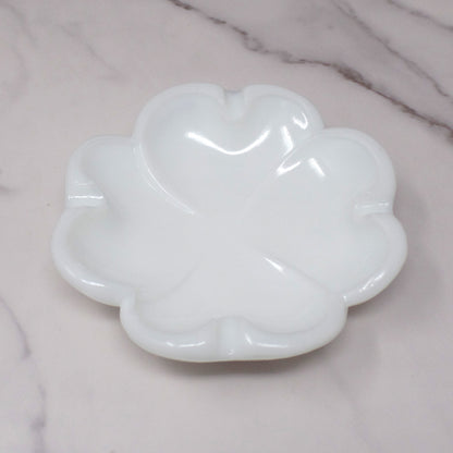 Vintage Milk Glass Dogwood Flower Ashtray / Trinket Dish