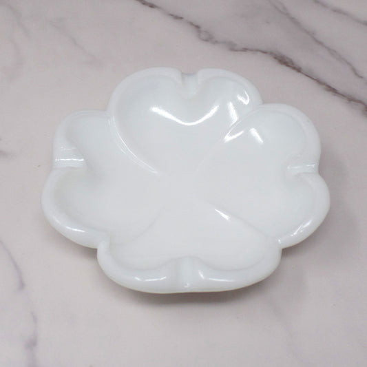 Vintage Milk Glass Dogwood Flower Ashtray / Trinket Dish