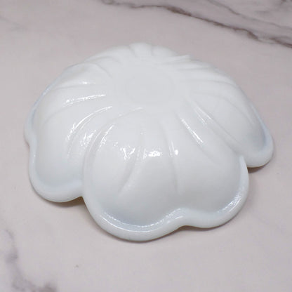Vintage Milk Glass Dogwood Flower Ashtray / Trinket Dish