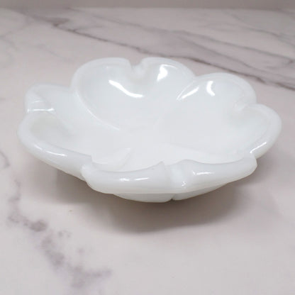 Vintage Milk Glass Dogwood Flower Ashtray / Trinket Dish