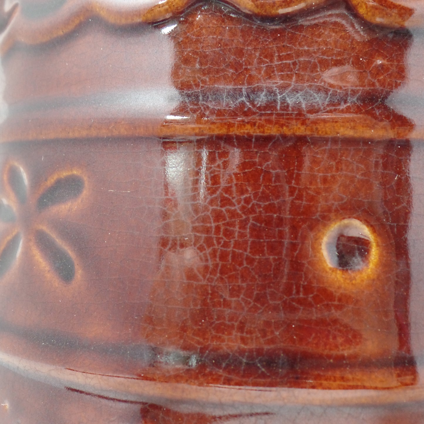 Vintage Marcrest Ceramic Pitcher and Underplate, Brown Daisy and Dot (1950s)