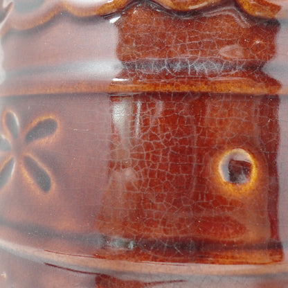 Vintage Marcrest Ceramic Pitcher and Underplate, Brown Daisy and Dot (1950s)
