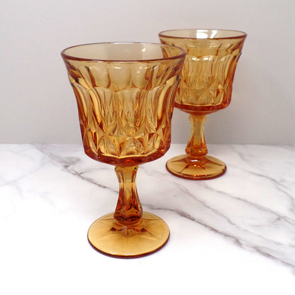 Vintage Noritake Amber Perspective Water Goblets, set of 2 (1970-85)