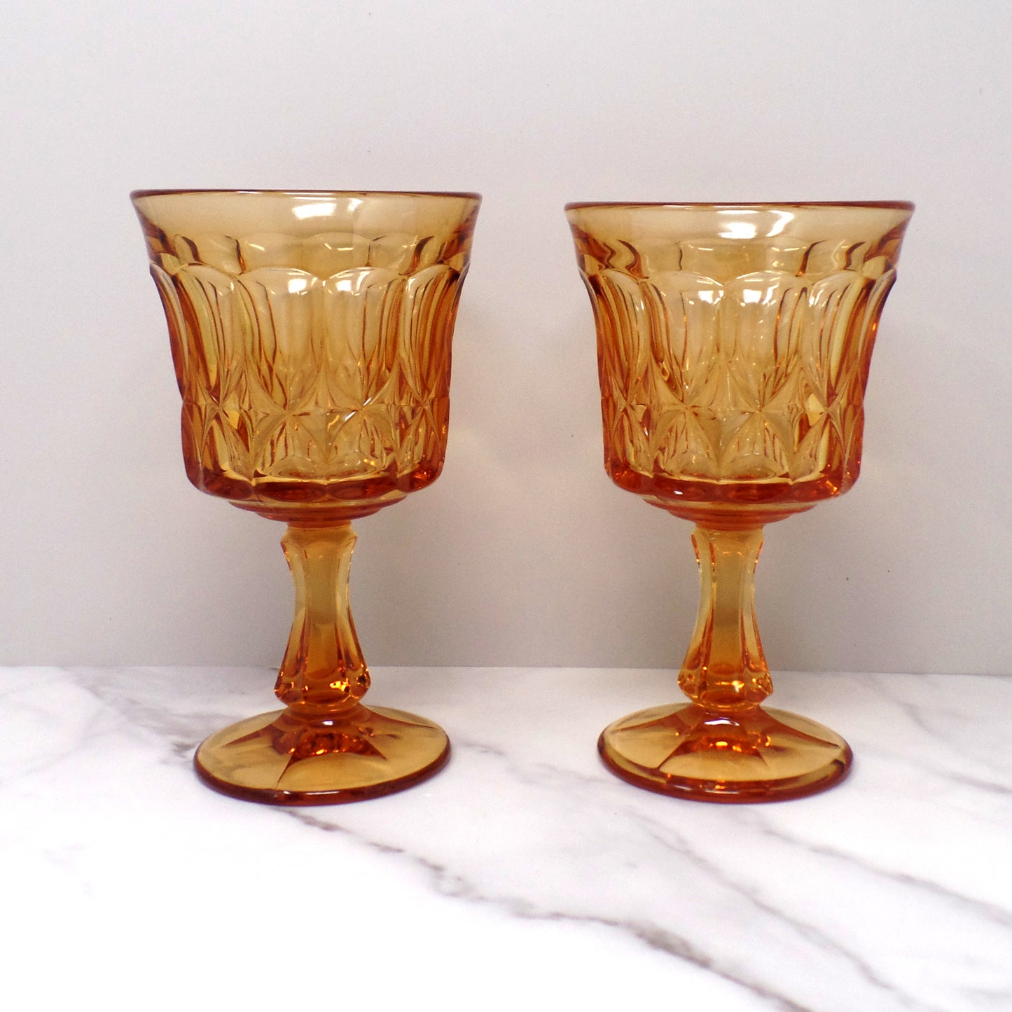 Vintage Noritake Amber Perspective Water Goblets, set of 2 (1970-85)