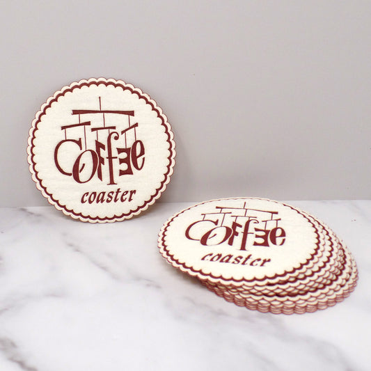 Vintage Woolworth Happy Home Disposable Paper Coasters - Coffee Text, set of 11 (1950s)