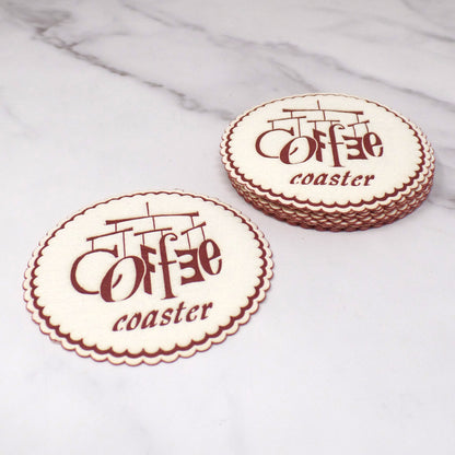 Vintage Woolworth Happy Home Disposable Paper Coasters - Coffee Text, set of 11 (1950s)